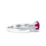 Art Deco Wedding Engagement Bridal Ring Round Simulated Cubic Zirconia 925 Sterling Silver