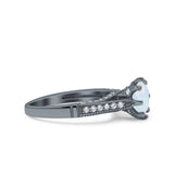 Art Deco Wedding Engagement Bridal Ring Round Simulated Cubic Zirconia 925 Sterling Silver