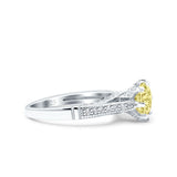 Art Deco Wedding Engagement Bridal Ring Round Simulated Cubic Zirconia 925 Sterling Silver