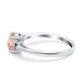 Art Deco Heart Three Stone Wedding Bridal Ring Round Green Emerald Simulated Cubic Zirconia 925 Sterling Silver