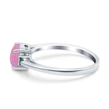 Art Deco Heart Three Stone Wedding Bridal Ring Round Green Emerald Simulated Cubic Zirconia 925 Sterling Silver