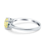 Art Deco Heart Three Stone Wedding Bridal Ring Round Green Emerald Simulated Cubic Zirconia 925 Sterling Silver