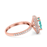 Halo Oval Art Deco Wedding Bridal Ring Band Round Simulated Cubic Zirconia 925 Sterling Silver