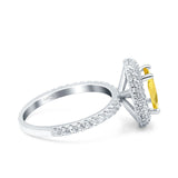 Halo Oval Art Deco Wedding Bridal Ring Band Round Simulated Cubic Zirconia 925 Sterling Silver