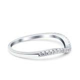 Fashion Half Eternity Ring Round Simulated Cubic Zirconia 925 Sterling Silver (4mm)