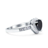 Heart Promise Ring Halo Heart Round Simulated Cubic Zirconia 925 Sterling Silver