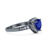 Heart Promise Ring Halo Heart Round Simulated Cubic Zirconia 925 Sterling Silver