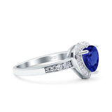 Heart Promise Ring Halo Heart Round Simulated Cubic Zirconia 925 Sterling Silver