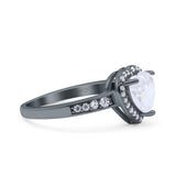 Heart Promise Ring Halo Heart Round Simulated Cubic Zirconia 925 Sterling Silver