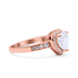 Heart Promise Ring Halo Heart Round Simulated Cubic Zirconia 925 Sterling Silver
