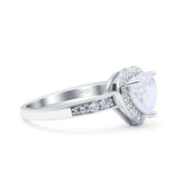 Heart Promise Ring Halo Heart Round Simulated Cubic Zirconia 925 Sterling Silver