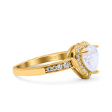 Heart Promise Ring Halo Heart Round Simulated Cubic Zirconia 925 Sterling Silver