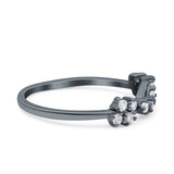 Half Eternity Petite Dainty Wedding Ring Band Round Simulated Cubic Zirconia 925 Sterling Silver (4mm)