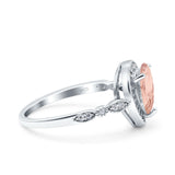 Teardrop Pear Art Deco Wedding Engagement Bridal Ring Round Simulated Cubic Zirconia 925 Sterling Silver