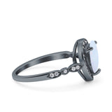 Teardrop Pear Art Deco Wedding Engagement Bridal Ring Round Simulated Cubic Zirconia 925 Sterling Silver