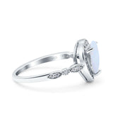 Teardrop Pear Art Deco Wedding Engagement Bridal Ring Round Simulated Cubic Zirconia 925 Sterling Silver