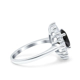 Art Deco Wedding Engagement Bridal Ring Baguette Round Simulated Cubic Zirconia 925 Sterling Silver