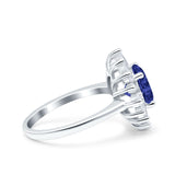 Art Deco Wedding Engagement Bridal Ring Baguette Round Simulated Cubic Zirconia 925 Sterling Silver