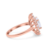 Art Deco Wedding Engagement Bridal Ring Baguette Round Simulated Cubic Zirconia 925 Sterling Silver