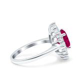 Art Deco Wedding Engagement Bridal Ring Baguette Round Simulated Cubic Zirconia 925 Sterling Silver