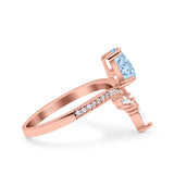 Art Deco Solitaire Accent Pear Wedding Engagement Bridal Ring Band Round Simulated Cubic Zirconia 925 Sterling Silver
