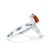 Art Deco Solitaire Accent Pear Wedding Engagement Bridal Ring Band Round Simulated Cubic Zirconia 925 Sterling Silver