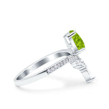 Art Deco Solitaire Accent Pear Wedding Engagement Bridal Ring Band Round Simulated Cubic Zirconia 925 Sterling Silver