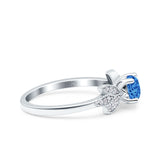 Art Deco Wedding Bridal Ring Leaf Dainty Round Simulated Cubic Zirconia 925 Sterling Silver