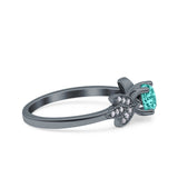 Art Deco Wedding Bridal Ring Leaf Dainty Round Simulated Cubic Zirconia 925 Sterling Silver