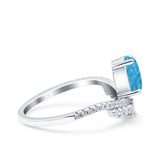 Art Deco Solitaire Accent Pear Wedding Engagement Bridal Ring Band Round Simulated Cubic Zirconia 925 Sterling Silver