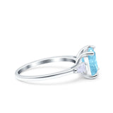 Cushion Cut Art Deco Wedding Bridal Ring Baguette Simulated Cubic Zirconia 925 Sterling Silver