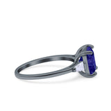 Cushion Cut Art Deco Wedding Bridal Ring Baguette Simulated Cubic Zirconia 925 Sterling Silver