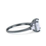 Cushion Cut Art Deco Wedding Bridal Ring Baguette Simulated Cubic Zirconia 925 Sterling Silver
