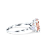 Cushion Cut Art Deco Wedding Bridal Ring Baguette Simulated Cubic Zirconia 925 Sterling Silver