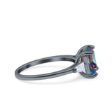 Cushion Cut Art Deco Wedding Bridal Ring Baguette Simulated Cubic Zirconia 925 Sterling Silver