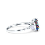 Cushion Cut Art Deco Wedding Bridal Ring Baguette Simulated Cubic Zirconia 925 Sterling Silver