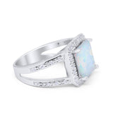 Halo Princess Shape Engagement Ring Simulated CZ 925 Sterling Silver