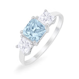 Princess Cut Engagement Ring Simulated Cubic Zirconia 925 Sterling Silver