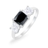 Princess Cut Engagement Ring Simulated Cubic Zirconia 925 Sterling Silver