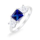 Princess Cut Engagement Ring Simulated Cubic Zirconia 925 Sterling Silver