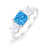 Princess Cut Engagement Ring Simulated Cubic Zirconia 925 Sterling Silver