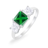 Princess Cut Engagement Ring Simulated Cubic Zirconia 925 Sterling Silver