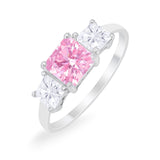 Princess Cut Engagement Ring Simulated Cubic Zirconia 925 Sterling Silver