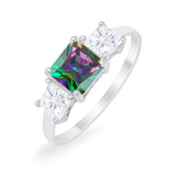 Princess Cut Engagement Ring Simulated Cubic Zirconia 925 Sterling Silver