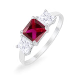 Princess Cut Engagement Ring Simulated Cubic Zirconia 925 Sterling Silver