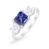 Princess Cut Engagement Ring Simulated Cubic Zirconia 925 Sterling Silver