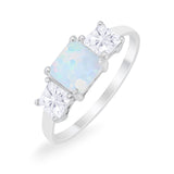 Princess Cut Engagement Ring Simulated Cubic Zirconia 925 Sterling Silver