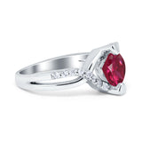 Art Deco Wedding Bridal Ring Round Simulated Cubic Zirconia 925 Sterling Silver