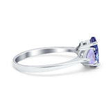 Three Stone Oval Wedding Bridal Ring Simulated Cubic Zirconia 925 Sterling Silver