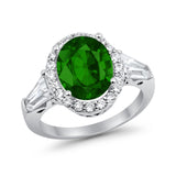 Halo Fashion Ring Round Baguette Simulated CZ 925 Sterling Silver